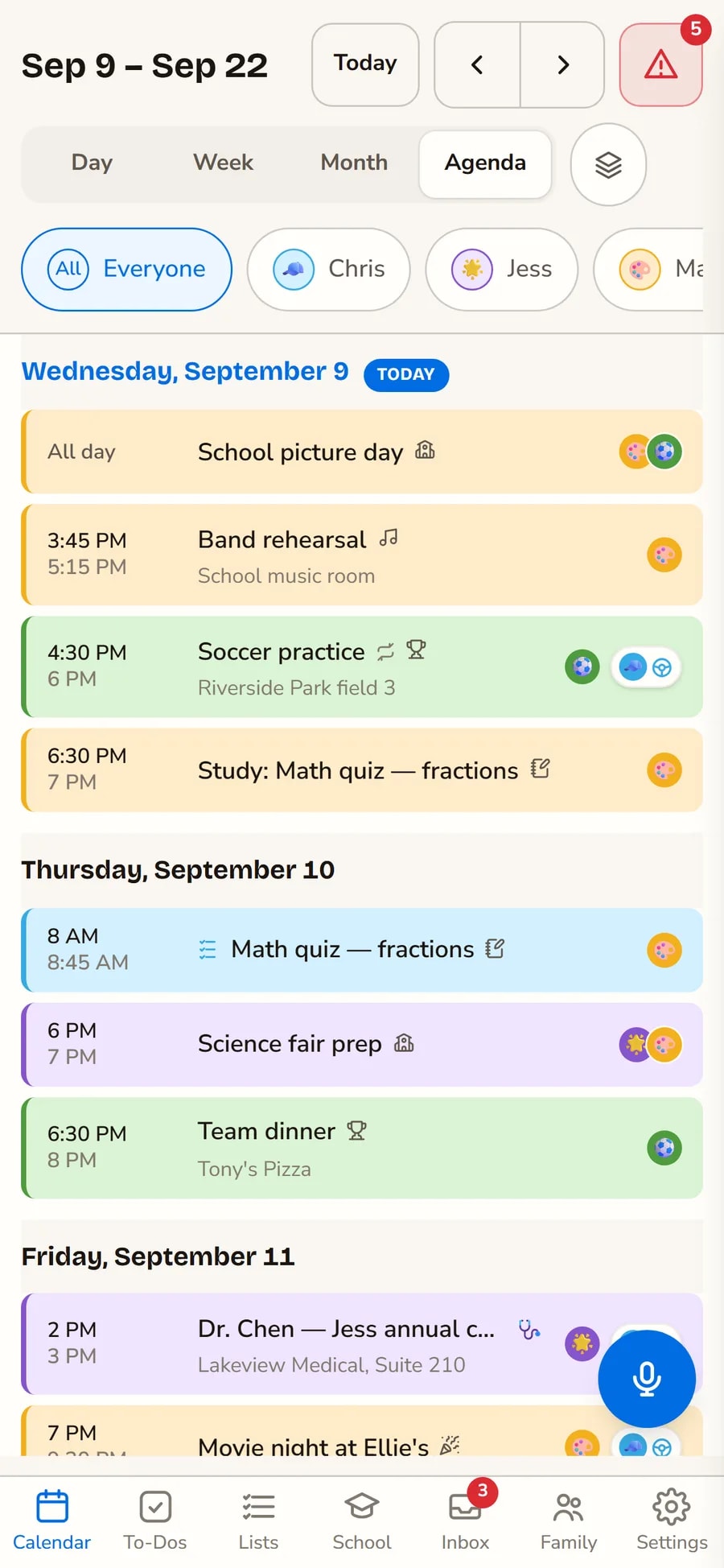 The same week on a phone