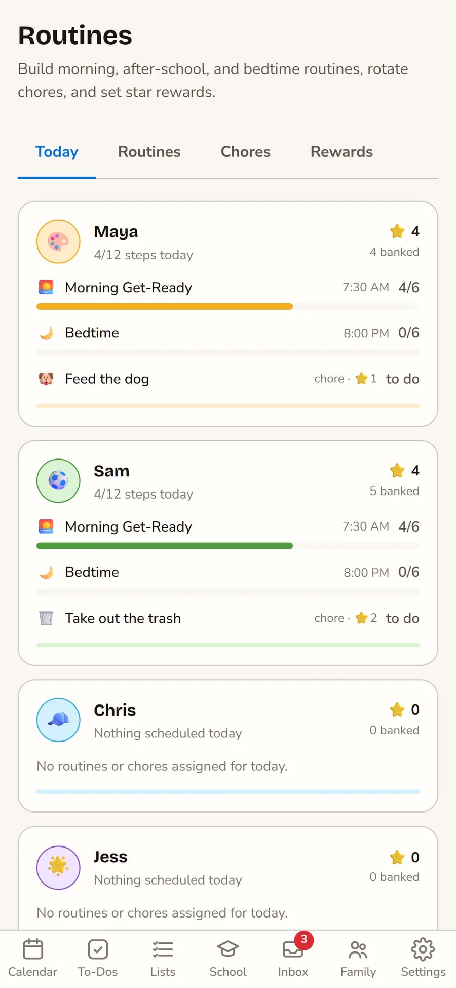 Routines and rotating chores for the family